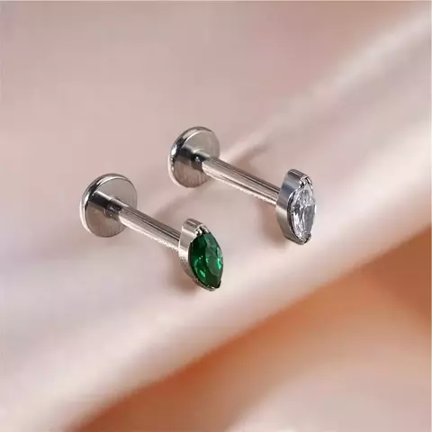 LABRET TITÂNIO MINI NAVETE PEDRA