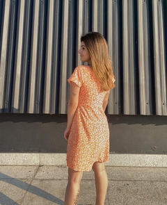 Vestido Antonella Laranja Floral - Striped Rocket