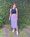 Saia Midi Lilas Estampa Floral - comprar online