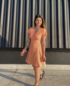 Vestido Antonella Laranja Floral - comprar online
