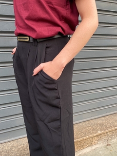 Calça de Pantacourt de Alfaiataria - Preta - Striped Rocket