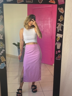 Saia Midi Rosa Floral - Striped Rocket