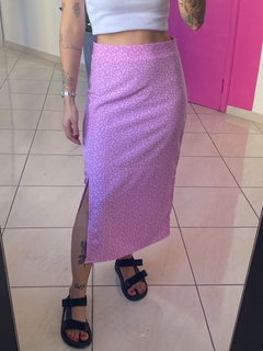 Saia Midi Rosa Floral - comprar online