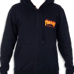 Moletom Thrasher Canguru Aberto Flame Logo Preto - comprar online