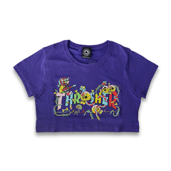 Camiseta Thrasher Feminino Crop Musics Devil Roxo