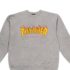 Moletom Thrasher Careca Flame Logo Cinza - comprar online