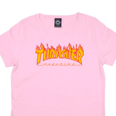 Camiseta Thrasher Feminino Flame Logo Rosa Claro - comprar online