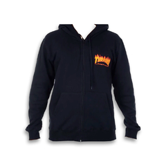 Moletom Thrasher Canguru Aberto Flame Logo Preto