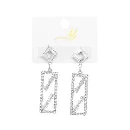 BRINCO RETÂNGULO VAZADO CRAVEJADO - PALÁDIO PALÁDIO