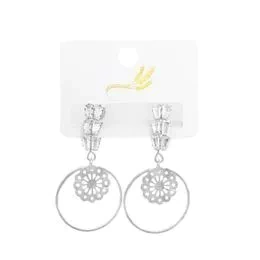 BRINCO CÍRCULO E FLORES COM STRASS - PALÁDIO PALÁDIO