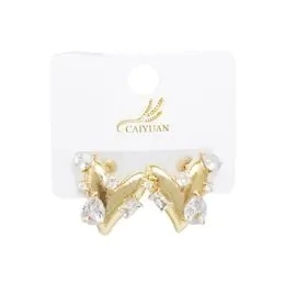 BRINCO CORAÇÃO COM STRASS VARIADOS - DOURADO DOURADO