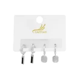 CARTELA COM 2 PARES DE ARGOLINHA CLICK COM PINGENTE DE ESTRELA COM STRASS E MEDALHÃO - P PALÁDIO