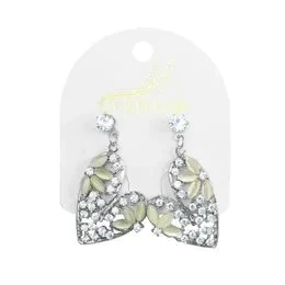 BRINCO DE STRASS CORAÇÃO COM FLORES DE PEDRARIA PÉROLADA - PALÁDIO PALÁDIO