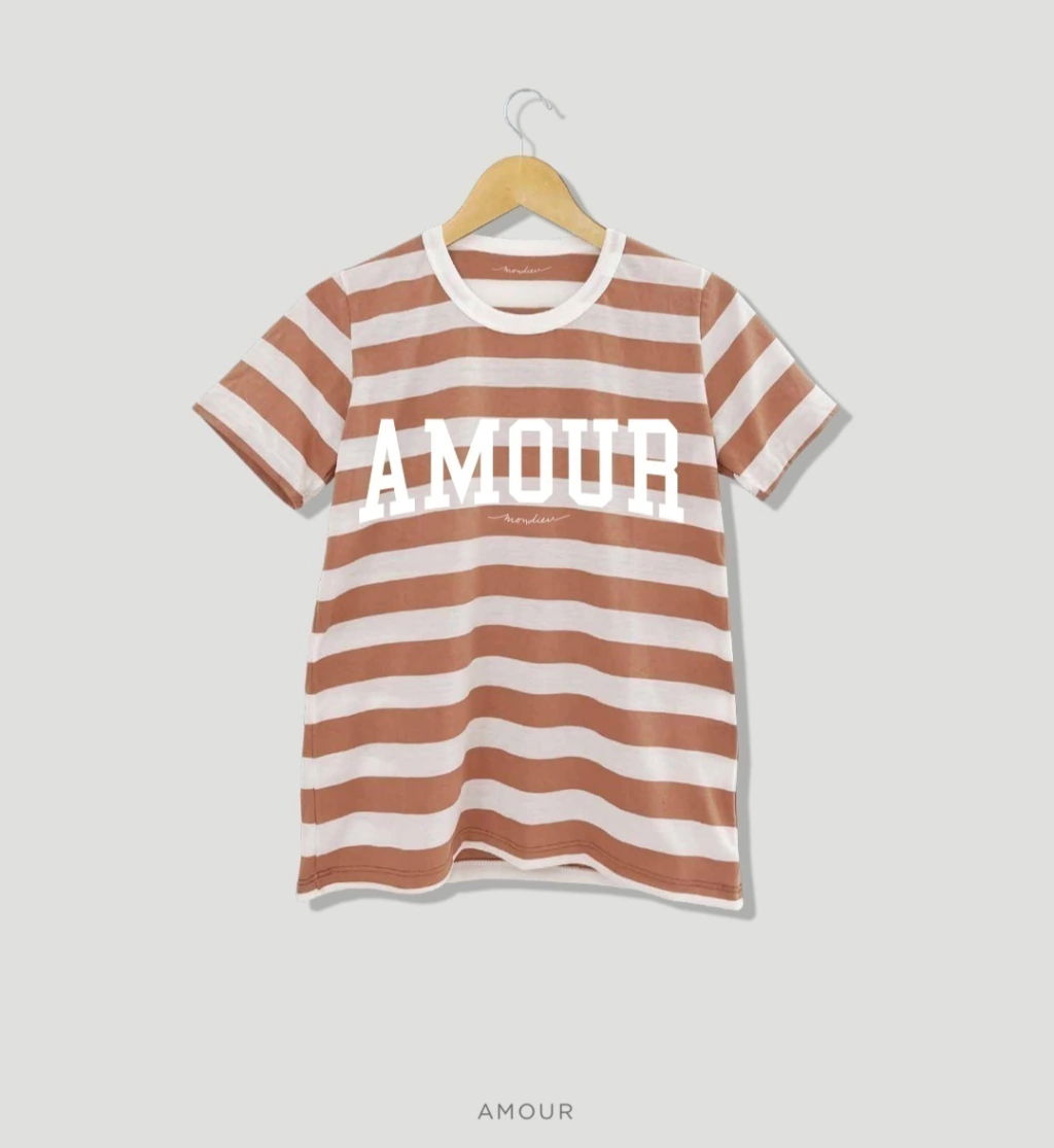 Remera Amour rayada (camel)