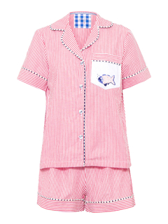 Pijama Curto Vermelho Peixe na internet