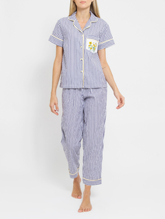 Pijama Longo Marinho Margarida Amarela