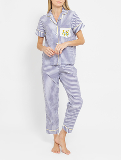 Pijama Longo Marinho Margarida Amarela - loja online