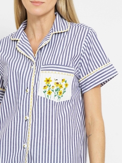 Pijama Longo Marinho Margarida Amarela - PS.61