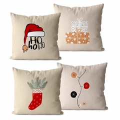 Kit 4 Capas De Almofadas Natal 45x45 - hoho gorro
