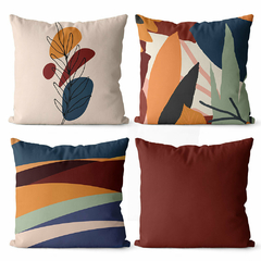 Kit 4 Capas De Almofadas 45x45 - Abstrato Floral