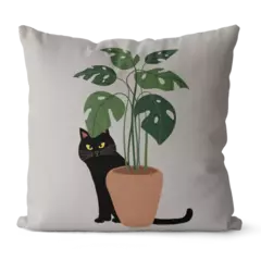 Capa Almofada Decorativa 45X45 GATO PLANTA - comprar online
