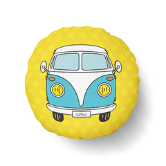 Capa De Almofada Redonda 40cm - Kombi amarelo e azul