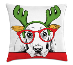 Capa de Almofada Natal 45x45 - Cachorro Rena