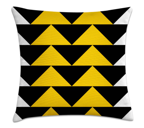 Capa De Almofada Decorativa 45x45 - piramides preto e amarelo