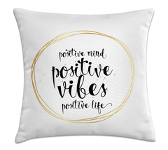 Capa de Almofada Good Vibes e Positive 45x45