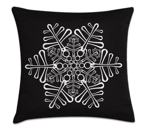 Capa de Almofada Natal 45x45 - Flocos Preto