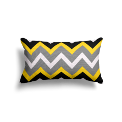 Capa De Almofada Retangular 30x50 - Chevron Preto e Amarelo