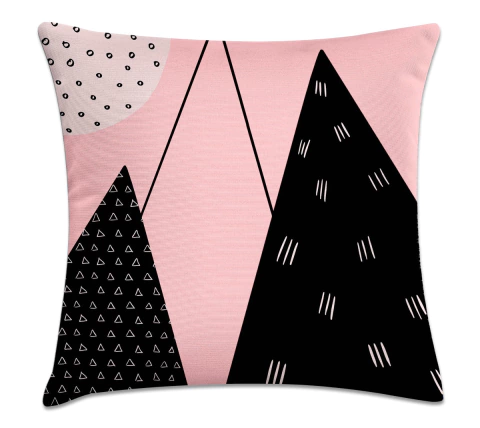 Capa De Almofada Geométrica 45x45 - geométrica rosa e preto III