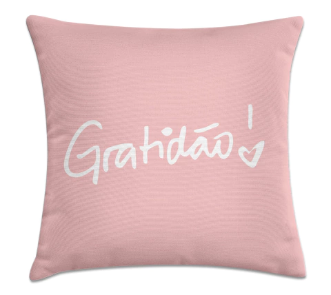 Capa de Almofada Gratidão Rosa 45x45