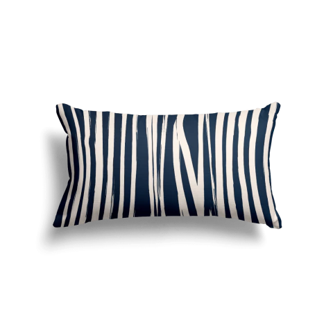 Capa De Almofada Retangular 30x50 - Marinho e Bege Listrada