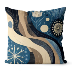 Kit 4 Capas De Almofadas 45x45 - Marinho e Bege Floral - Kombigode Store