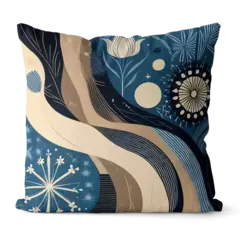 Capa Almofada Decorativa 45X45 FLORAL MARINHO BEGE - comprar online