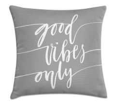 Capa de Almofada Good Vibes Cinza 45x45