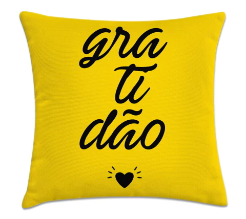 Capa de Almofada Gratidão Amarelo/35x35 - F/V