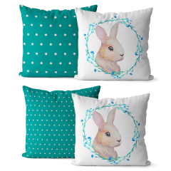 Kit 4 Capas De Almofadas Decorativas 45x45 - Páscoa Poá