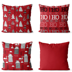 Kit 4 Capas De Almofadas Natal 45x45 - Vermelho