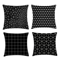 Kit 4 Capas de Almofadas Decorativas 45x45 - Preto e Branco