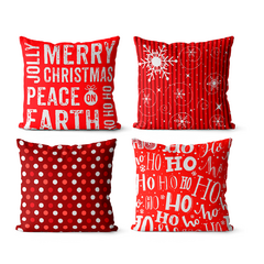 Kit 4 Capas De Almofadas Natal 45x45 - Merry Christmas