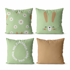Kit 4 Capas De Almofadas Decorativas 45x45 - Little Páscoa - Frase