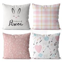 Kit 4 Capas De Almofadas Decorativas 45x45 - Feliz Páscoa