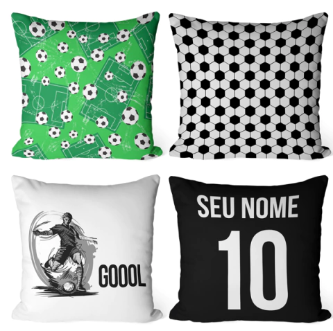 Kit 4 Capas De Almofadas 45x45 infantil - gol - seu nome - comprar online