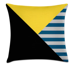 Capa De Almofada Decorativa 45x45 - triângulos strip preto e amarelo