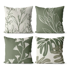 Kit 4 Capas De Almofadas 45x45 - Verde Floral