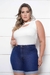 Bermuda Meia Coxa Jeans Plus Size Barra Dobrada Cintura Alta - Escura - Sairaf Jeans