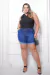 Shorts Jeans Plus Size Barra Dobrada Cintura Alta - Média