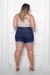 Shorts Jeans Plus Size Barra Dobrada Cintura Alta - Escuro - comprar online